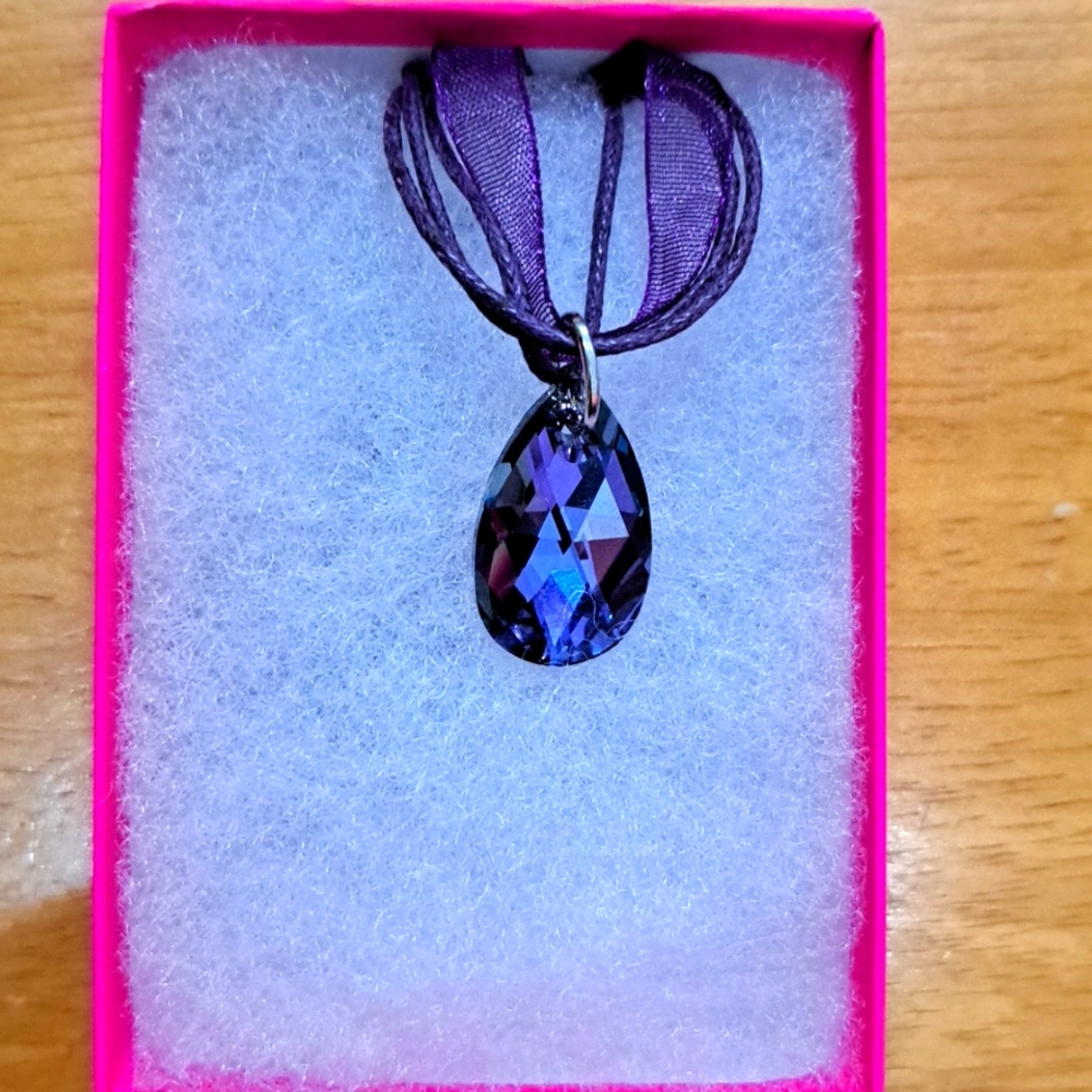 Fresh Violets Crystal Teardrop Necklace
